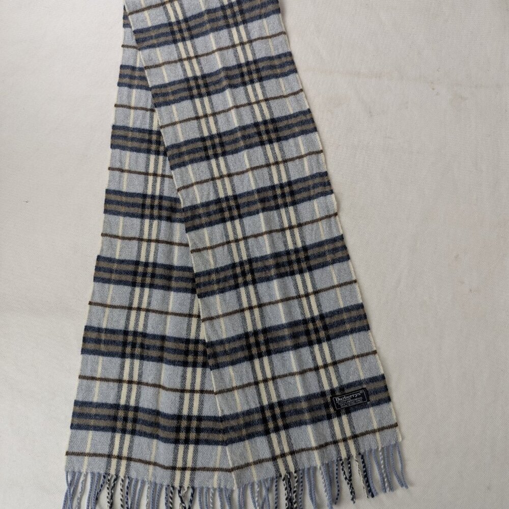 Burberry Lambswool Check Scarf Blue Unisex | Soft Luxury Wear | Fast Ship
